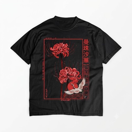 Shirt nera giapponese - t-shirt, giglio