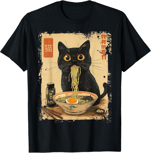 Shirt kawaii cat - kawaii, eating